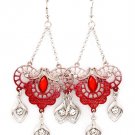 Red Earring Chandelier Drop Fish Hook Crystal Studs Navette Acrylic Stone Fringe 2  1214528-724RDRED