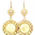 Cream Earring Linear Drop Fish Hook Stud Formica Cabochon 2 1 4 Inch Drop 1214528-757MGCRM