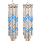 Blue Earring Linear Drop Fish Hook Enamel Moving Joint 2 3 4 Inch Drop 1214528-835RDBLU