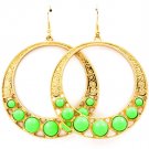 Green Earring Fish Hook Cresent Stud Formica Cabochon 2 Inch Drop 1214528-910GDGRN