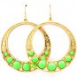 Green Earring Fish Hook Cresent Stud Formica Cabochon 2 Inch Drop 1214528-910GDGRN