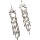 Clear Earring Linear Drop Fish Hook Crystal Studs Tassel Filigree 4 Inch Drop 1214536-864RDCLR