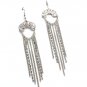 Clear Earring Linear Drop Fish Hook Crystal Studs Tassel Filigree 4 Inch Drop 1214536-864RDCLR