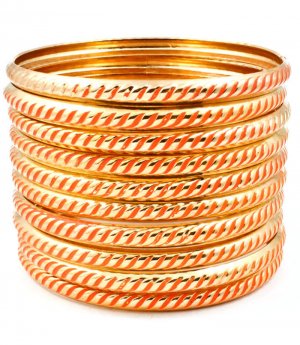 Orange Bracelet Bangle Stackable Metal Casting Painted 2 Inch Width 13132-1819GDORG