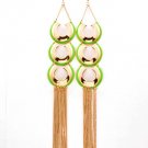 Green Earring Chandelier Drop Fish Hook Linear Drop Cresent Enamel Tassel 9 Inch Dro 13135-1504GDGRN
