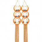 Orange Earring Chandelier Drop Fish Hook Linear Drop Cresent Enamel Tassel 9 Inch Dr 13135-1504GDORG
