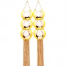 Yellow Earring Chandelier Drop Fish Hook Linear Drop Cresent Enamel Tassel 9 Inch Dr 13135-1504GDYEW
