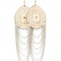 White Earring Linear Drop Fish Hook Tear Drop Painted Multi Layered 5 1 2 Inch Drop 13135-1511GDWHT