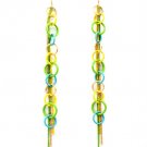 Green Earring Linear Drop Fish Hook Hoops Link Tassel 7 1 2 Inch Drop 13135-1546GDGRN