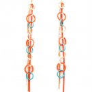 Orange Earring Linear Drop Fish Hook Hoops Link Tassel 7 1 2 Inch Drop 13135-1546GDORG