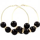 Black Earring Pin Catch Hoop Marbles Rondelle 3 Inch Drop 139527-103GDBLK