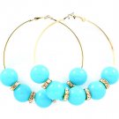 Turquoise Earring Pin Catch Hoop Marbles Rondelle 3 Inch Drop 139527-103GDTUQ