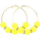 Yellow Earring Pin Catch Hoop Marbles Rondelle 3 Inch Drop 139527-103GDYEW
