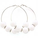 White Earring Pin Catch Hoop Marbles Rondelle 3 Inch Drop 139527-103RDWHT