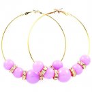 Purple Earring Pin Catch Hoop Marbles Rondelle 3 Inch Drop 139527-104GDPUR
