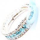 Teal Bracelet Stretch Stackable Various Hoops Prong Set 12 Mm Width 17132-80564SVTEL