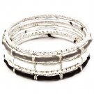 Black & White Bracelet Bangle Stackable Various Hoops Enamel 1 Inch Width 17132-81732RDBKW