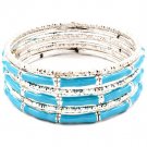 Turquoise Bracelet Bangle Stackable Various Hoops Enamel 1 Inch Width 17132-81732RDTUQ