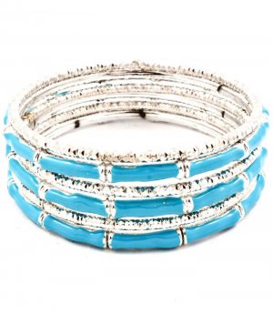 Turquoise Bracelet Bangle Stackable Various Hoops Enamel 1 Inch Width 17132-81732RDTUQ