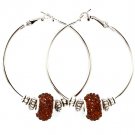 Brown Earring Pin Catch Hoop Mixed Bead Crystal Studs Texture 2 1 4 Inch Drop 17135-22825RDBRO