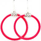 Fuschia Earring Fish Hook Hoop Rubber Prong Set Texture 2 1 2 Inch Drop 17135-22942SOFSH