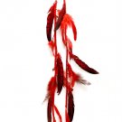 Red Earring Fish Hook Multi Strands Suede Cords Wood Beads Feathers Oversize 22 Inc 19215-99732BNRED