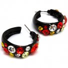 Red Earring Hoop Crystal Stone 1 Inch Width 19215-99792BKRED