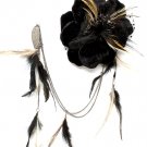 Black Hair Accessories Hair Pin Crocodile Clip Flower Fabric Net Metal Leaves Feath 19218-99136BNBLK