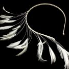 White Hair Accessories Headband Fabric Feathers 4 Inch Tall 19218-99190WHT