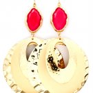 Fuschia Earring Oversized Fish Hook Stud Navette Oval Cresent Formica 4 1 4 Inch Dro 1965-99206GDFSH