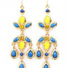 Blue Earring Fish Hook Crystal Stud Tear Drop Navette Formica Moving Joint Faceted 2 1965-99245GDBLU