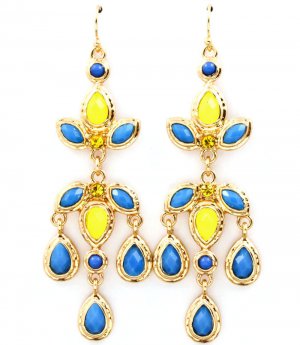 Blue Earring Fish Hook Crystal Stud Tear Drop Navette Formica Moving Joint Faceted 2 1965-99245GDBLU