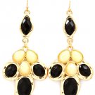 Black Earring Fish Hook Formica Various Cuts Faceted 2 1 4 Inch Drop 1965-99247GDBLK