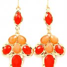 Red Earring Fish Hook Formica Various Cuts Faceted 2 1 4 Inch Drop 1965-99247GDRED