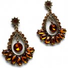Brown Earring Tear Drop Crystal Studs Navette Cut Dangle 1 3 4 Inch Drop 1965-99326BOBRO
