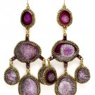 Purple Earring Fish Hook Formica Natural Look Glitter Texture Chandelier Drop 4 Inch 1965-99483BOPUR