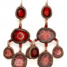 Red Earring Fish Hook Formica Natural Look Glitter Texture Chandelier Drop 4 Inch Dr 1965-99483CORED