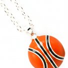 Brown Necklace Pendant Half Dimensional Basketball Ball Enamel 1 Inch Pendant 19 I 2101514-0216SVBRO