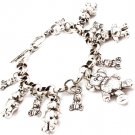 Silver Colored Bracelet Toggle Charm Teddy Bears Texture 7 Inch Long 210152-02875SOSIV
