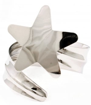 Silver Colored Bracelet Bangle Star Metal Casting 1 Inch Width 210152-03117RDSIV