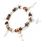 Multi Colored Bracelet Stretch Charm Mixed Bead Cross Texture 5 Mm Width 210152-03286THMLT