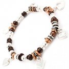 Multi Colored Bracelet Stretch Charm Mixed Bead Heart Texture 5 Mm Width 210152-03289THMLT