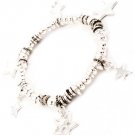 Silver Colored Bracelet Stretch Charm Mixed Bead Stars Texture 5 Mm Width 210152-03291SVSIV