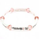 Pink Bracelet Stretch Engraved Bead Courage Power Fight Survive Celebrate Strength 210152-03306SVPNK