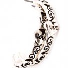 Silver Colored Earring Post Earring Engraved Cresent Heart Love Texture 1 1 4 Inch  210155-0959ASSIV