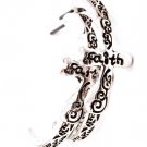 Silver Colored Earring Post Earring Engraved Cresent Cross Faith Texture 1 1 4 Inch 210155-0960ASSIV