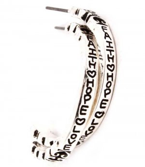 Silver Colored Earring Post Earring Engraved Cresent Faith Hope Love Texture 1 1 4  210155-0964ASSIV