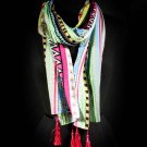 Fuschia Fashion Scarf Exotic Stripe Oblong 100% Polyester 18 Inch X 70 Inch X 5 Inch  21316-99087FSH