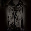 Black Fashion Scarf Solid Crinkle Scarf With Lace Tassel 100% Polyester 21 Inch X 68  21316-99094BLK