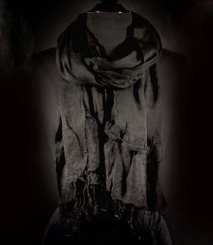 Black Fashion Scarf Solid Crinkle Scarf With Lace Tassel 100% Polyester 21 Inch X 68  21316-99094BLK